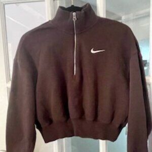 Nike Phoenix Fleece Crop Chocolate Brown Sweatshirt